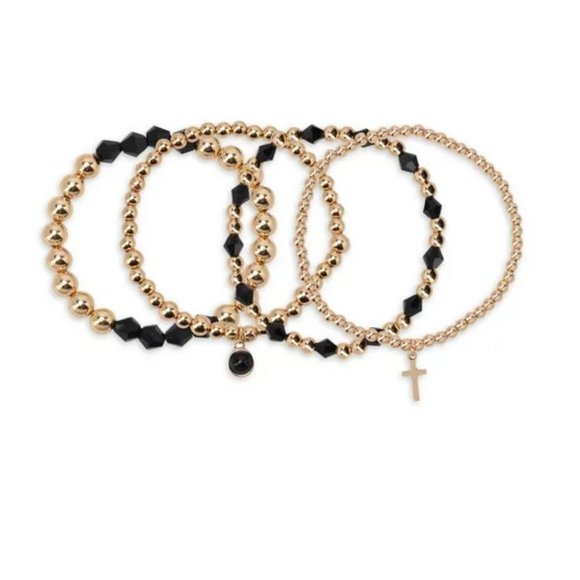 NWT Black Onyx Protection Knowledge Strength 4-Piece Semi-Precious Bracelet Set - Picture 2 of 4